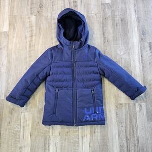 Under Armour Kids' Superthaw Hooded Boy Jacket in Midnight cold gear Navy Size 5